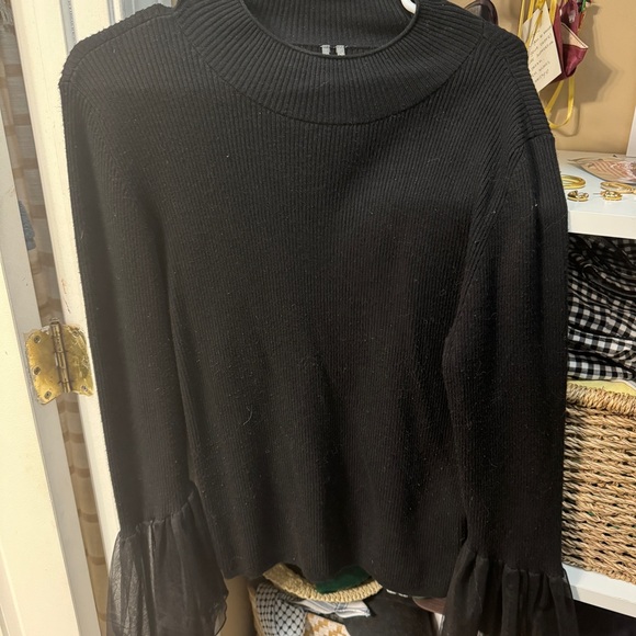 Black anthropology, mock turtleneck sweater with drape sleeves opaque - Picture 4 of 4